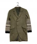 Yohji Yamamoto pour hommeヨウジヤマモト プールオム）の古着「ニット切替ダブルコート」｜モスグリーン