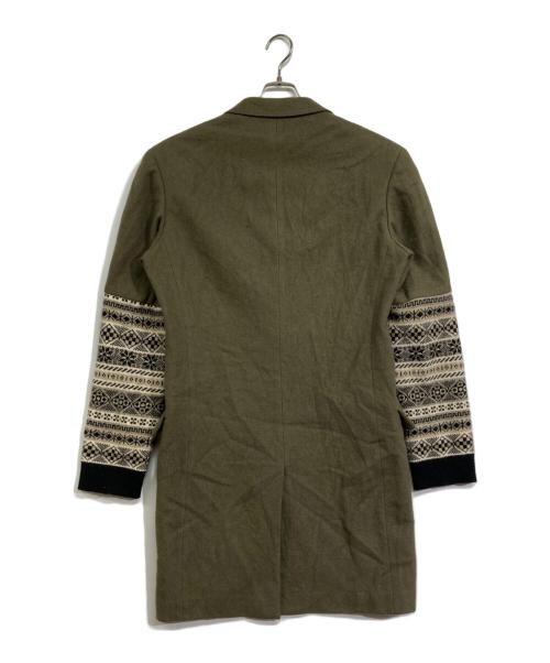 Yohji Yamamoto pour homme（ヨウジヤマモト プールオム）Yohji Yamamoto pour homme (ヨウジヤマモト プールオム) ニット切替ダブルコート モスグリーン サイズ:2の古着・服飾アイテム