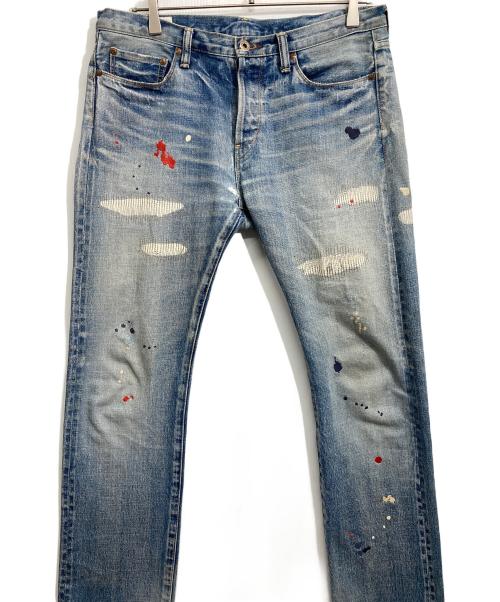 Paul Smith RED EAR（ポールスミス レッドイヤー）Paul Smith RED EAR (ポールスミス レッドイヤー) ペイントダメージ加工刺繍デニム インディゴ サイズ:Mの古着・服飾アイテム