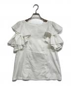 BLUE LABEL CRESTBRIDGEブルーレーベルクレストブリッジ）の古着「フリルブラウス」｜ホワイト