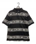 stussyステューシー）の古着「プリントポロシャツ」｜ブラック