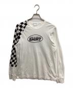 COMME des GARCONS SHIRTコムデギャルソンシャツ）の古着「チェッカーフラッグ長袖Tシャツ」｜ホワイト×ブラック