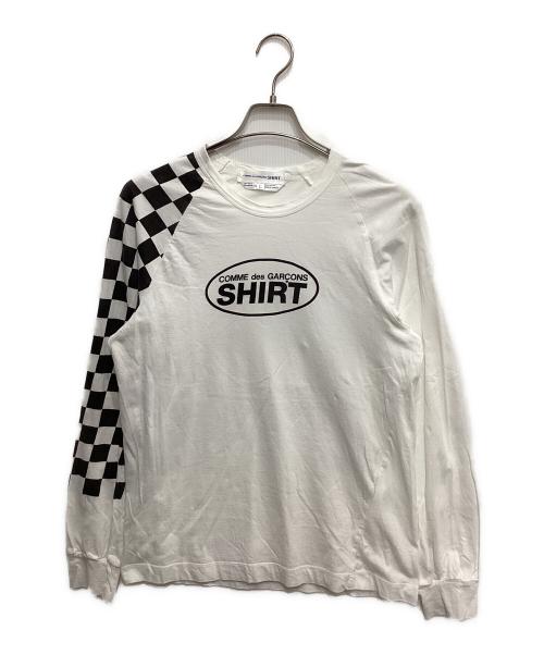 COMME des GARCONS SHIRT（コムデギャルソンシャツ）COMME des GARCONS SHIRT (コムデギャルソンシャツ) チェッカーフラッグ長袖Tシャツ ホワイト×ブラック サイズ:Lの古着・服飾アイテム