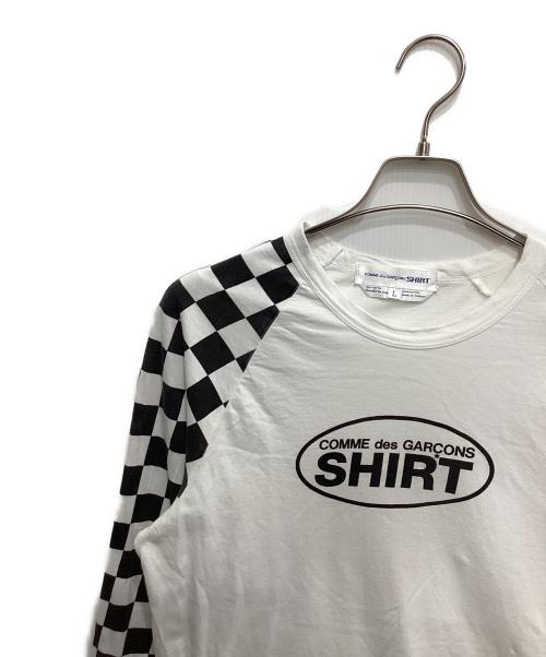 COMME des GARCONS SHIRT（コムデギャルソンシャツ）COMME des GARCONS SHIRT (コムデギャルソンシャツ) チェッカーフラッグ長袖Tシャツ ホワイト×ブラック サイズ:Lの古着・服飾アイテム