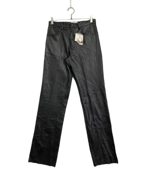 GIANNI VALENTINO（ジャンニバレンチノ）GIANNI VALENTINO (ジャンニバレンチノ) カウレザーパンツ ブラック サイズ:Lの古着・服飾アイテム