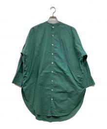 universal tissu（ユニバーサルティシュ）の古着「ナチュラルタイプライター ロングシャツ」｜グリーン