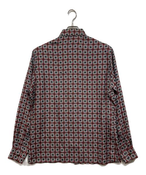 HERMES（エルメス）HERMES (エルメス) シルク総柄セリエシャツ レッド×グレー サイズ:41/16の古着・服飾アイテム
