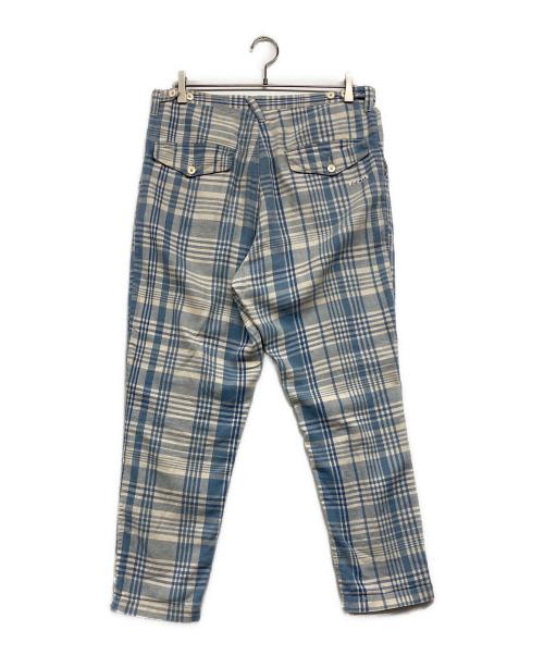 Porter Classic（ポータークラシック）Porter Classic (ポータークラシック) リネン混チェックパンツ スカイブルー サイズ:Lの古着・服飾アイテム
