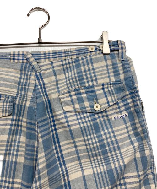 Porter Classic（ポータークラシック）Porter Classic (ポータークラシック) リネン混チェックパンツ スカイブルー サイズ:Lの古着・服飾アイテム