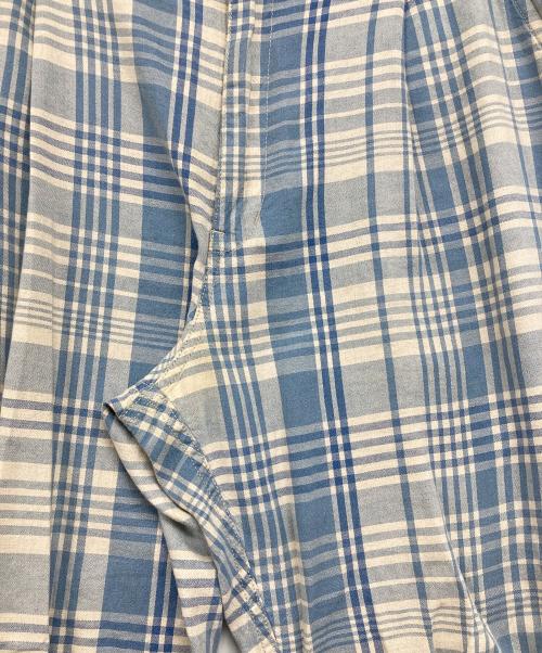 Porter Classic（ポータークラシック）Porter Classic (ポータークラシック) リネン混チェックパンツ スカイブルー サイズ:Lの古着・服飾アイテム