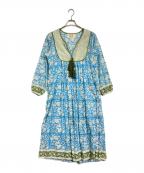 SZ Blockprintsエスゼットブロックプリント）の古着「スキッパーロングワンピース」｜ブルー×グリーン