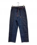 MUVEILミュベール）の古着「ハートデニムパンツ」｜インディゴ