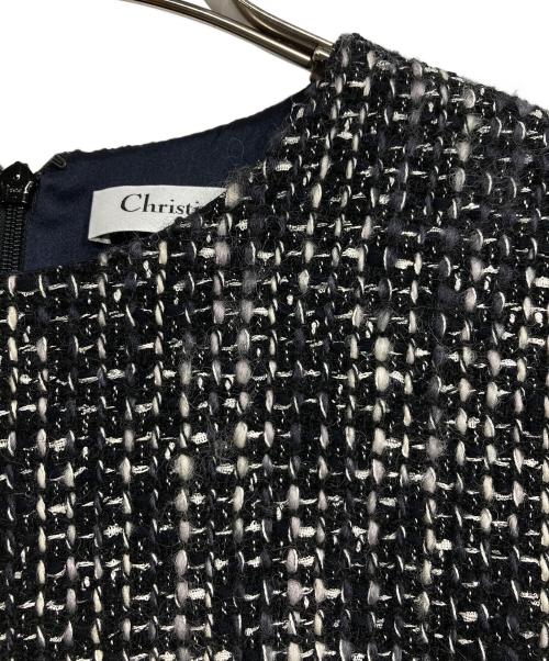 Christian Dior（クリスチャン ディオール）Christian Dior (クリスチャン ディオール) ツイードワンピース ブラック×ホワイト サイズ:38の古着・服飾アイテム