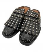 CLERGERIEクレジュリー）の古着「レザーフリンジスタッズシューズ」｜ブラック