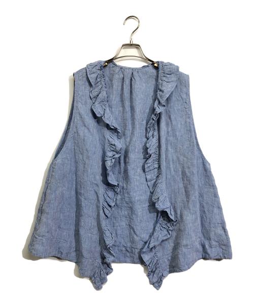 journal standard luxe（ジャーナルスタンダード ラックス）JOURNAL STANDARD LUXE (ジャーナルスタンダード ラックス) リネンダンガリー フリルベスト スカイブルー サイズ:記載なし(実寸サイズをご確認ください)の古着・服飾アイテム
