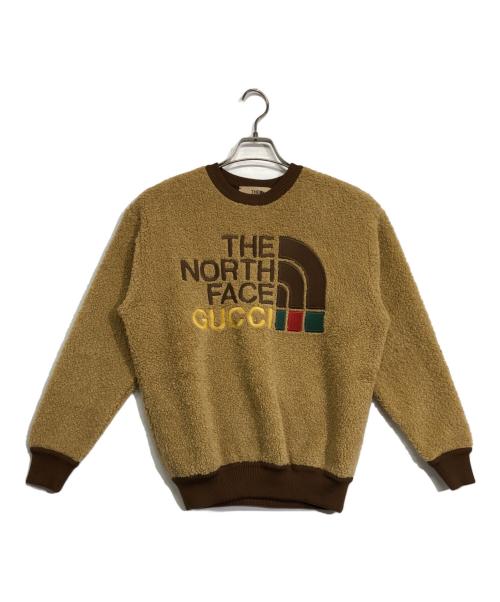 GUCCI（グッチ）GUCCI (グッチ) THE NORTH FACE (ザ ノース フェイス) ファー ボア スウェット ベージュ×ブラウン サイズ:XXSの古着・服飾アイテム
