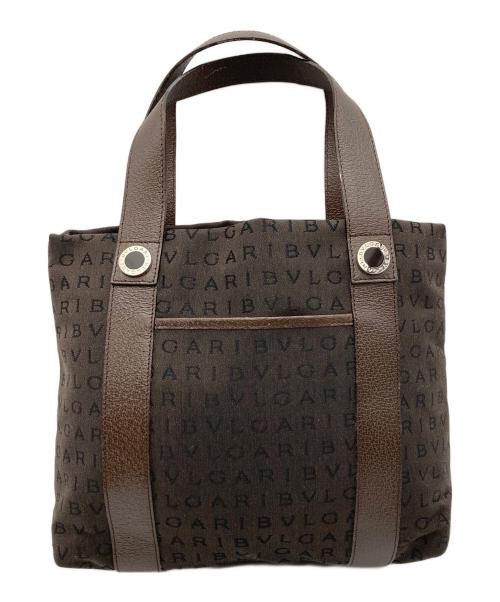 BVLGARI（ブルガリ）BVLGARI (ブルガリ) ロゴマニアキャンバスミニトートバッグ ブラウンの古着・服飾アイテム