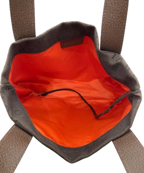 BVLGARI（ブルガリ）BVLGARI (ブルガリ) ロゴマニアキャンバスミニトートバッグ ブラウンの古着・服飾アイテム