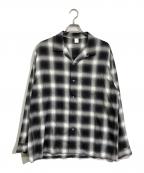 FRONT 11201フロント 11201）の古着「Open Collar Shirt/ Ombre Check Rayon Gabardine」｜ブラック