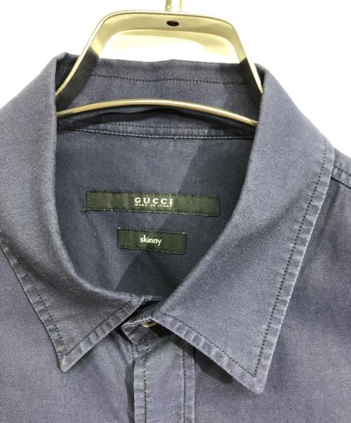 GUCCI（グッチ）GUCCI (グッチ) ダブルポケット半袖シャツ ネイビー サイズ:38/15の古着・服飾アイテム