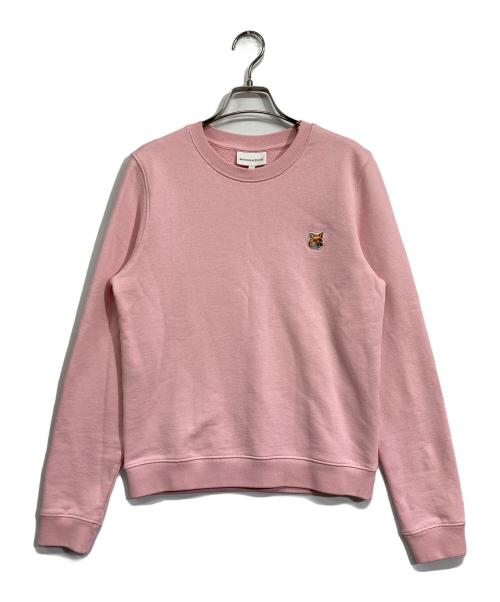 maison kitsune（メゾンキツネ）MAISON KITSUNE (メゾンキツネ) フォックスヘッド パッチ レギュラー スウェットシャ ピンク サイズ:Sの古着・服飾アイテム