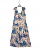 COELコエル）の古着「フラワーパッチワークプリントワンピース」｜ピンク×ブルー