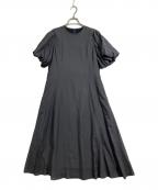 Mila Owenミラオーウェン）の古着「ギャザーパフスリーブナローフレアワンピース」｜グレー