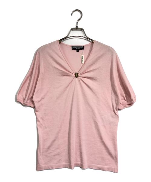 Salvatore Ferragamo（サルヴァトーレ フェラガモ）Salvatore Ferragamo (サルヴァトーレ フェラガモ) フロントデザインニット ピンク サイズ:Lの古着・服飾アイテム