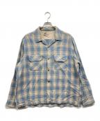 Pilgrimピルグリム）の古着「ヴィンテージウールチェックシャツ」｜スカイブルー