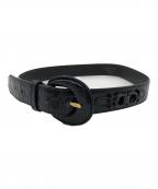 Salvatore Ferragamoサルヴァトーレ フェラガモ）の古着「ガンチーニ型押しベルト」｜ネイビー