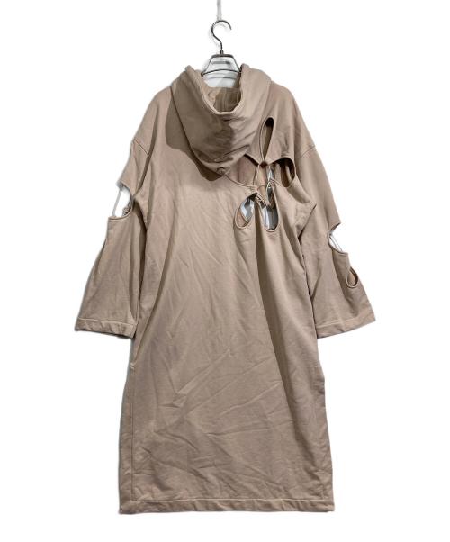 NyXU（ニュクス）nyxu (ニュクス) GEMINItale (ジェミニテール) カットワークデザインフーディワンピース ピンクベージュ サイズ:FREEの古着・服飾アイテム