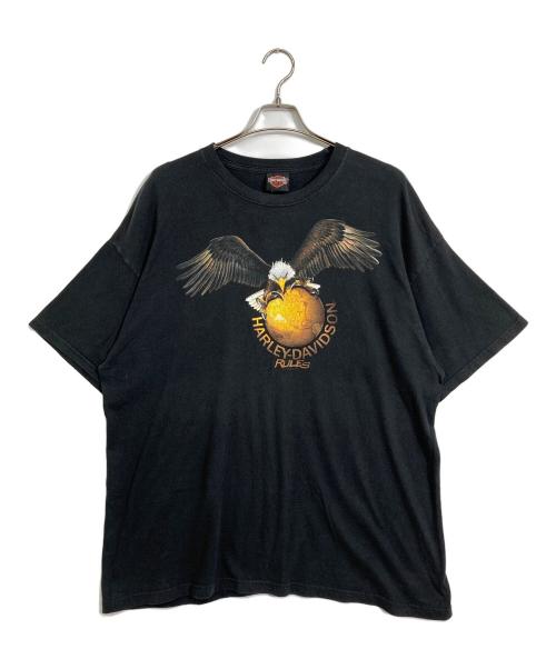 HARLEY-DAVIDSON（ハーレーダビッドソン）HARLEY-DAVIDSON (ハーレーダビッドソン) プリントTシャツ ブラック サイズ:サイズタグ欠損のため不明の古着・服飾アイテム