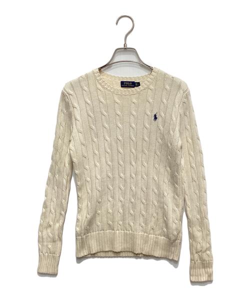 POLO RALPH LAUREN（ポロ・ラルフローレン）POLO RALPH LAUREN (ポロ・ラルフローレン) コットンワンポイントケーブルニット アイボリー サイズ:XSの古着・服飾アイテム