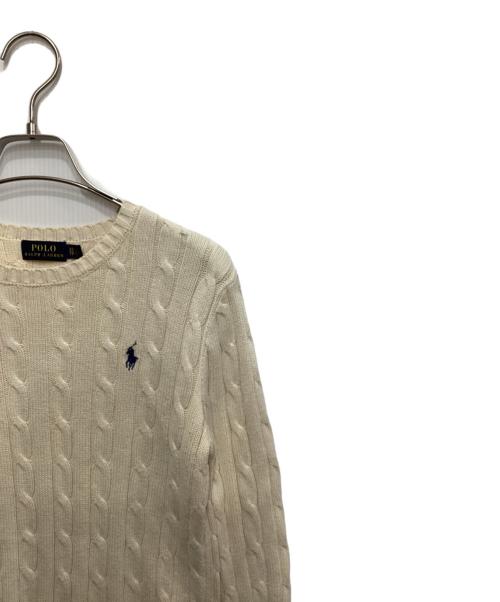 POLO RALPH LAUREN（ポロ・ラルフローレン）POLO RALPH LAUREN (ポロ・ラルフローレン) コットンワンポイントケーブルニット アイボリー サイズ:XSの古着・服飾アイテム