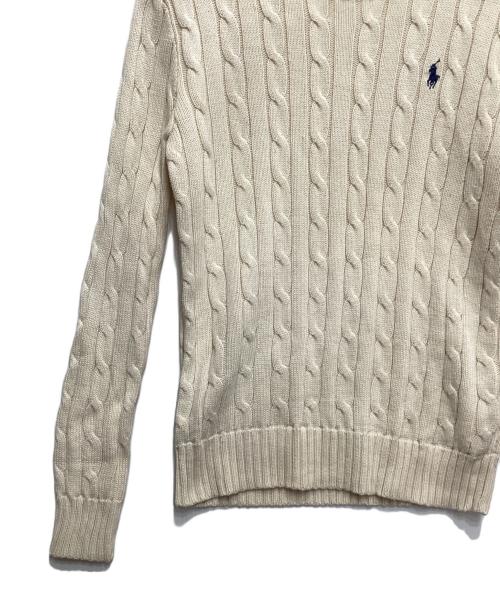 POLO RALPH LAUREN（ポロ・ラルフローレン）POLO RALPH LAUREN (ポロ・ラルフローレン) コットンワンポイントケーブルニット アイボリー サイズ:XSの古着・服飾アイテム
