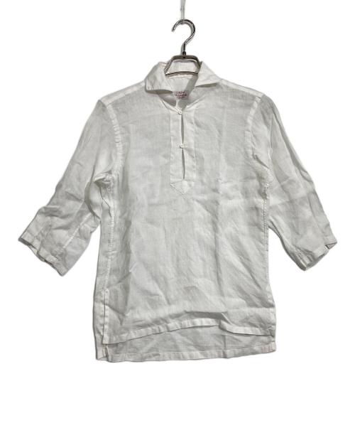 Mario Muscariello（マリオムスカリエッロ）Mario Muscariello (マリオムスカリエッロ) リネンプルオーバーシャツ ホワイト サイズ:サイズタグ欠損のため不明の古着・服飾アイテム