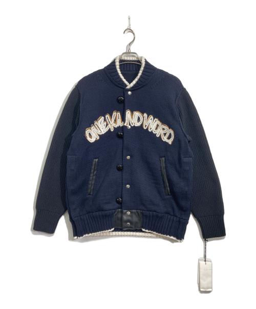 sacai（サカイ）sacai (サカイ) Eric Haze (エリックヘイズ) Code Embroidery Knit Blouson ネイビー サイズ:2の古着・服飾アイテム