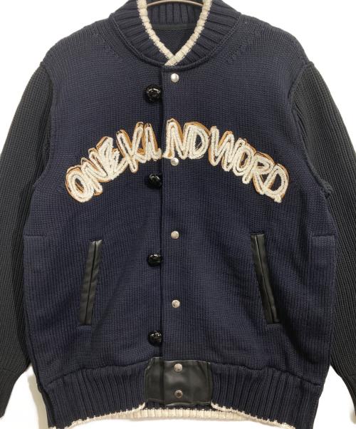 sacai（サカイ）sacai (サカイ) Eric Haze (エリックヘイズ) Code Embroidery Knit Blouson ネイビー サイズ:2の古着・服飾アイテム