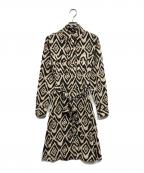 LAUREN RALPH LAURENローレンラルフローレン）の古着「幾何学模様ベルト付きワンピース」｜ブラウン