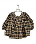 Mila Owenミラオーウェン）の古着「パフスリーブオフショルダーブラウス」｜ブラウン