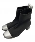 VIVAIAビバイア）の古着「スクエアトゥブーツ」｜シルバー×ブラック