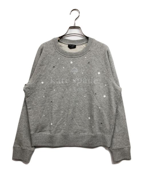 Kate Spade（ケイトスペード）Kate Spade (ケイトスペード) グリッターエンベリッシュドロゴスウェット グレー サイズ:Mの古着・服飾アイテム