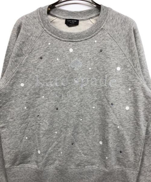 Kate Spade（ケイトスペード）Kate Spade (ケイトスペード) グリッターエンベリッシュドロゴスウェット グレー サイズ:Mの古着・服飾アイテム