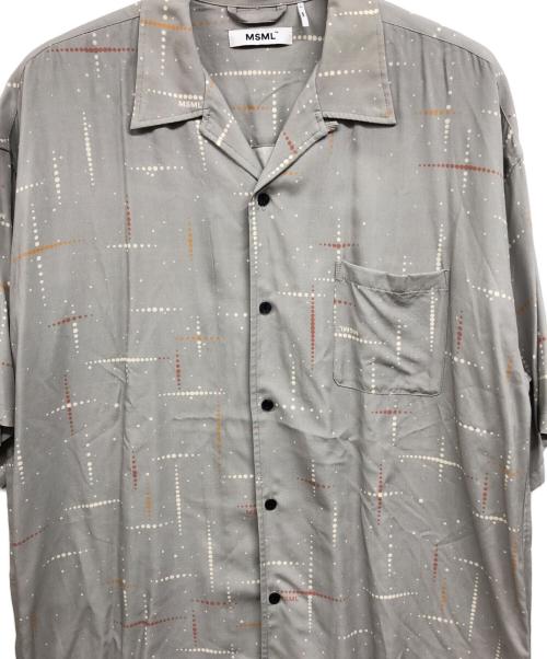 MSML（エムエスエムエル）MSML (エムエスエムエル) KASURI CROSS PRINTED OPEN COLLAR SHORT SLEEVE SHIRTS グレー サイズ:XLの古着・服飾アイテム