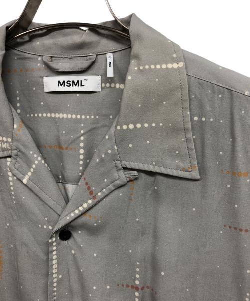 MSML（エムエスエムエル）MSML (エムエスエムエル) KASURI CROSS PRINTED OPEN COLLAR SHORT SLEEVE SHIRTS グレー サイズ:XLの古着・服飾アイテム