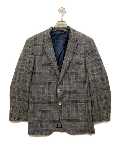 BOSS HUGO BOSS（ボス ヒューゴボス）BOSS HUGO BOSS (ボス ヒューゴボス) テーラードジャケット グレー×ブルー サイズ:38Rの古着・服飾アイテム