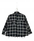 MUZEミューズ）の古着「CRASHED OMBRE CHECK SHIRT」｜グレー