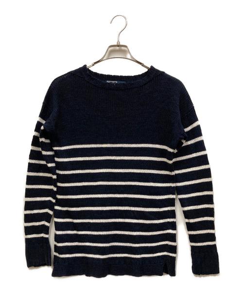 POLO RALPH LAUREN（ポロ・ラルフローレン）POLO RALPH LAUREN (ポロ・ラルフローレン) クルーネックニット ネイビー×ホワイト サイズ:Mの古着・服飾アイテム
