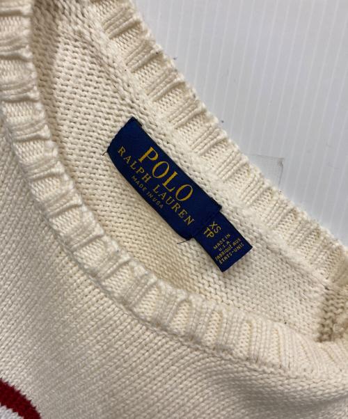 POLO RALPH LAUREN（ポロ・ラルフローレン）POLO RALPH LAUREN (ポロ・ラルフローレン) 星条旗柄クルーネックニット ホワイト サイズ:XSの古着・服飾アイテム
