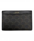 CELINEセリーヌ）の古着「プレーンカードホルダー トリオンフキャンバス＆カーフスキン」｜ブラック